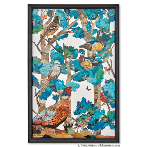 contemporary bird paper collage artwork by Denver artist Dolan Geiman