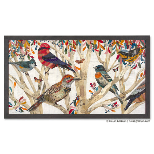 Bird lover collage art by Colorado assemblage artist Dolan Geiman.