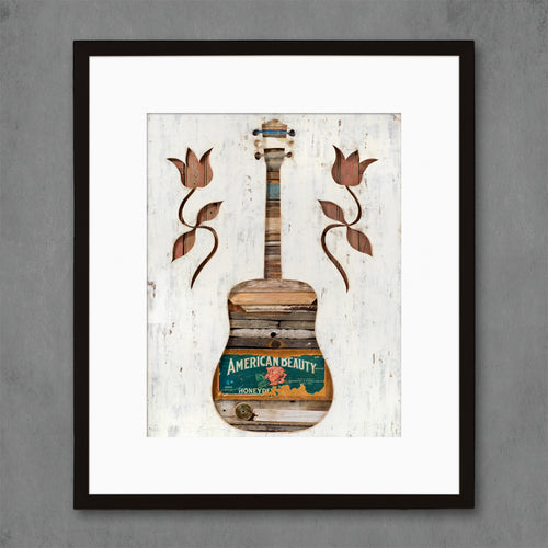 Americana guitar wall art | limited edition print of Dolan Geiman's American Beauty assemblage