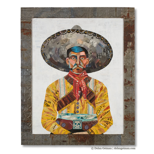 Mexican/Latin American art cowboy paper collage by Dolan Geiman