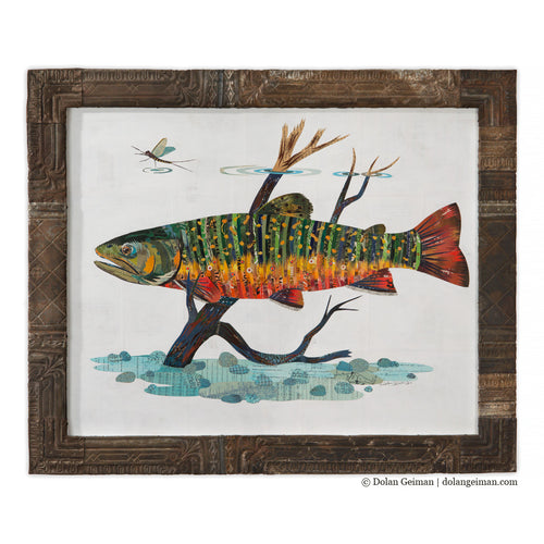 Dolan Geiman fish art brook trout paper collage
