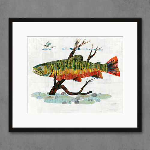 brook trout collage print gift for the outdoorsman | fishing decor for the cabin 