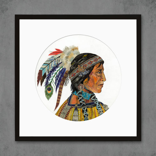 female Indian print | Native American woman in unique circular shape