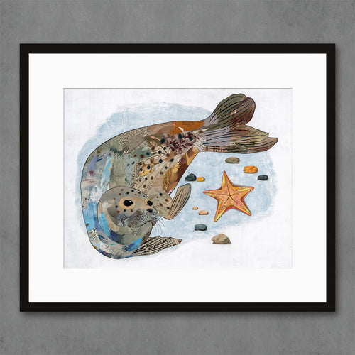 kids sea creatures art print with harbor seal