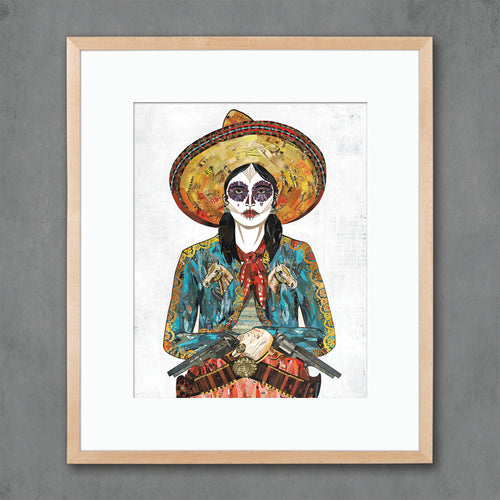 COWGIRL (HORSES), WHITE limited edition paper print