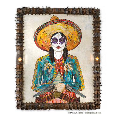Dolan Geiman Sugar Skull Cowgirl collage portrait