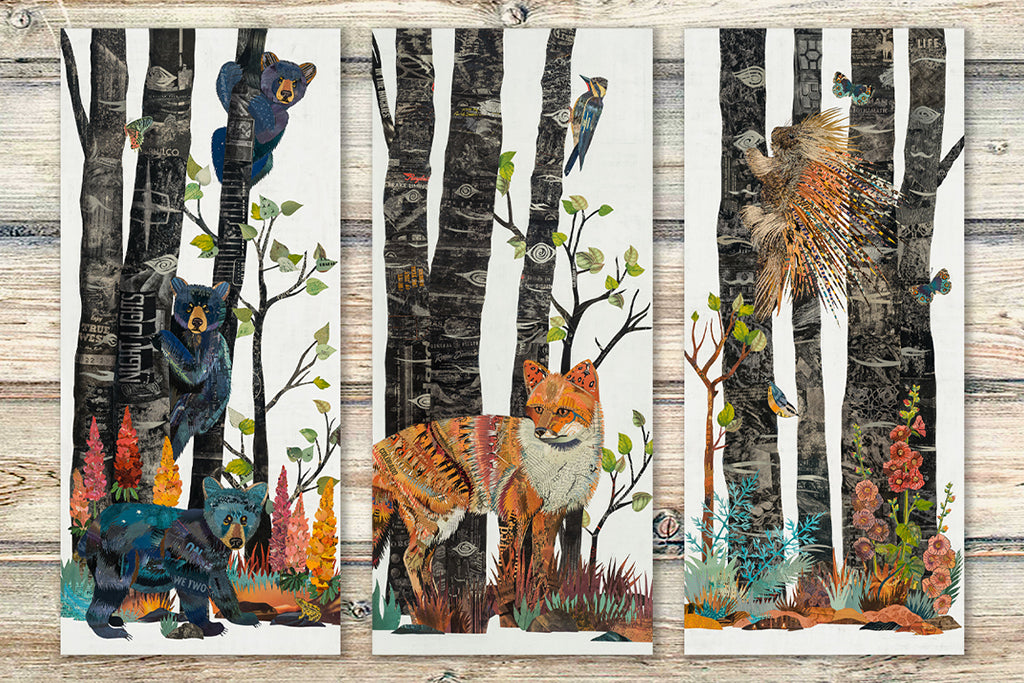 Bear, Fox and Forest  Limited Edition Paper Print Set - By Denver artist Dolan Geiman