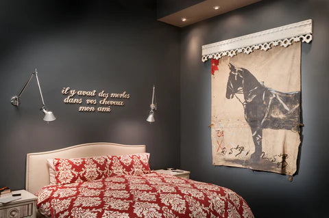 Screenprinted Horse Art on fabric for trendy apartment