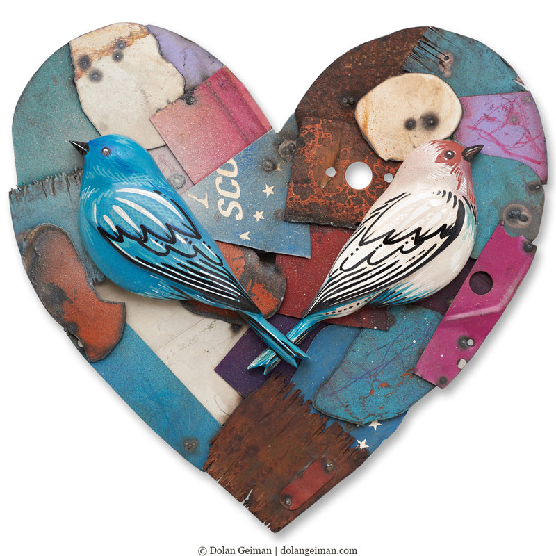 CUSTOM ORDER LOVEBIRDS original mixed media wall art
