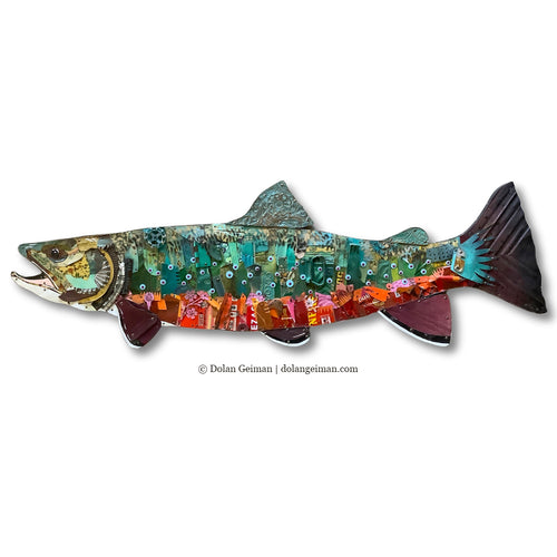 LARGE-SCALE BROOK TROUT original metal wall sculpture