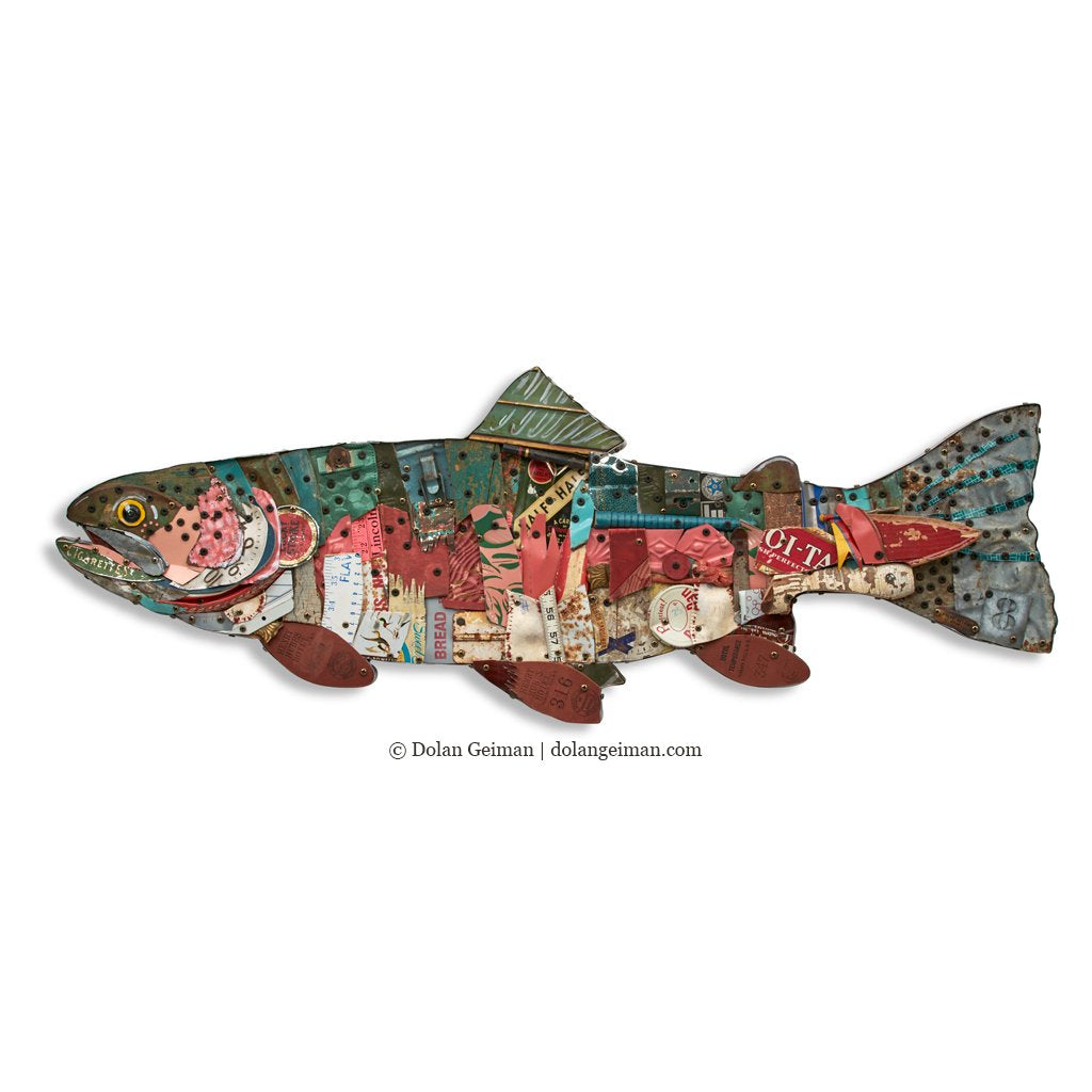 TROPHY FISH (RAINBOW TROUT) original mixed media wall 