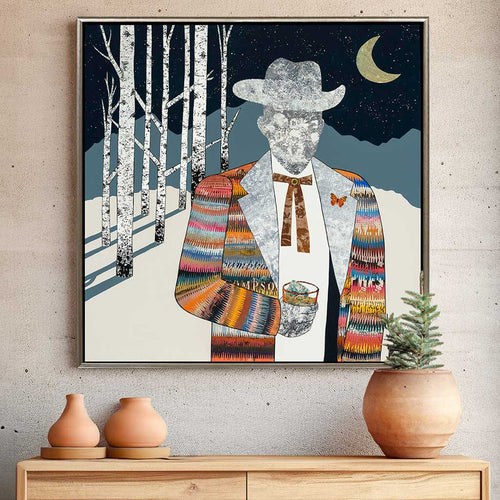 ASPEN COWBOY original paper collage - Room view