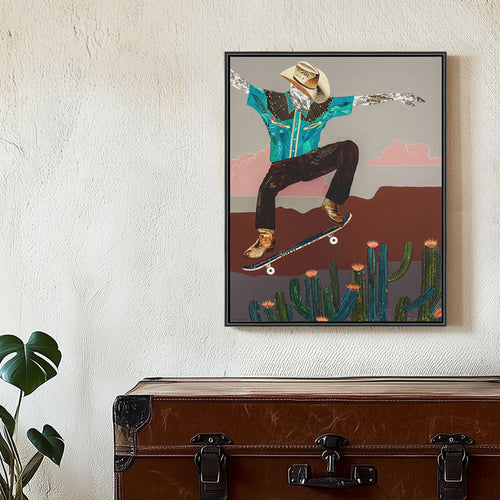 CACTUS RODEO (MID-SIZE) canvas art print with float frame