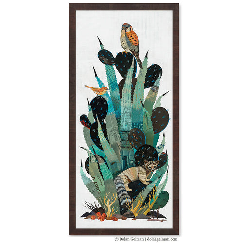 CACTUS COUNTRY (RING-TAILED CAT) original paper collage