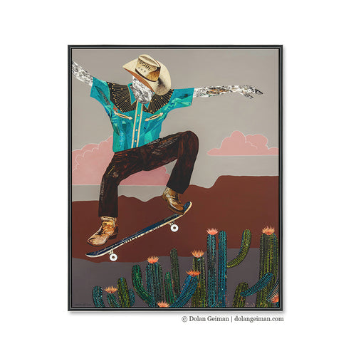 CACTUS RODEO (MID-SIZE) canvas art print with float frame