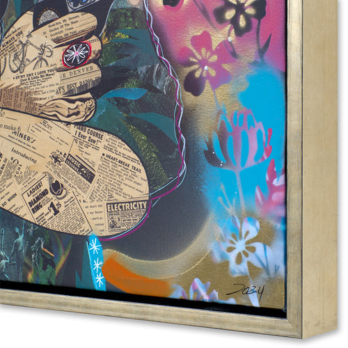 EMBELLISHED COSMIC BISON (MIDNIGHT) canvas print with float frame