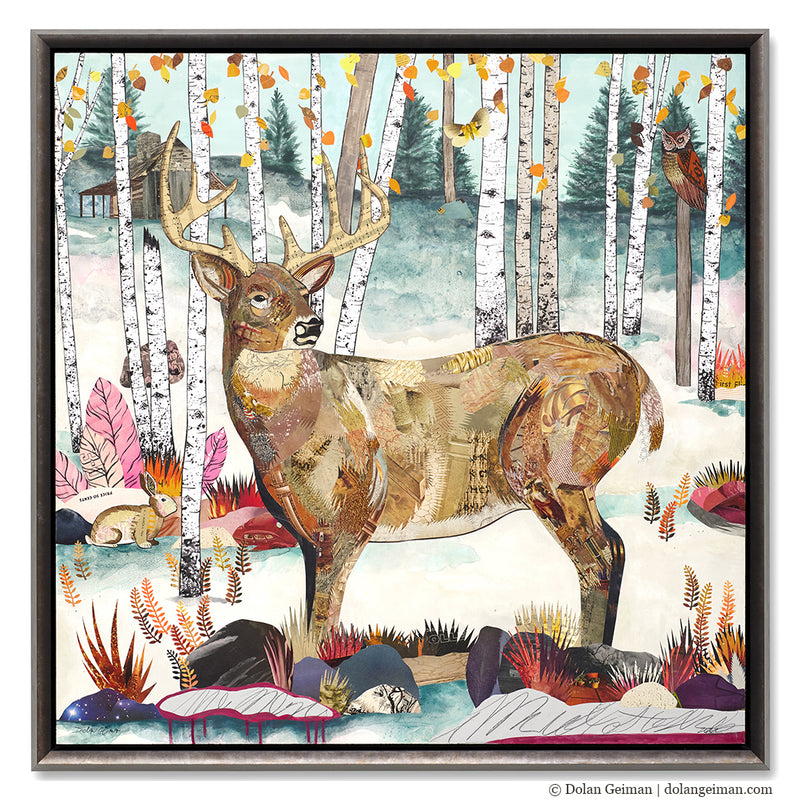 main image for CUSTOM BUCK AND LYNX DIPTYCH original paper collage