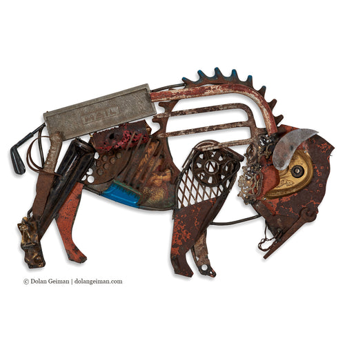 Bison Buffalo assemblage art for a mountain cabin by Dolan Geiman.