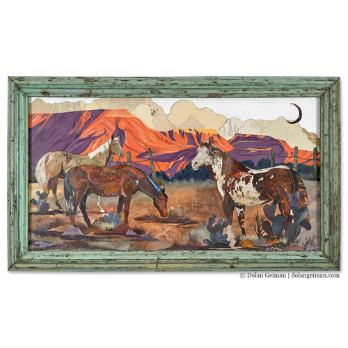 western horse wall art with palomino by paper collage artist Dolan Geiman