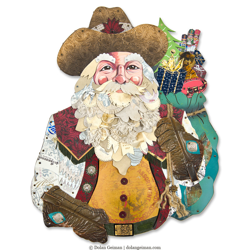Jolly mixed media Santa Claus by Denver artist Dolan Geiman