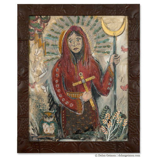 Religious iconography original mixed media art of Mary by Dolan Geiman
