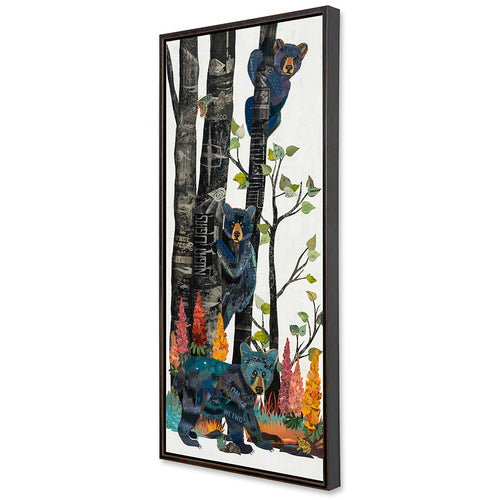 MIDNIGHT FOREST BEAR CUBS canvas art print with float frame