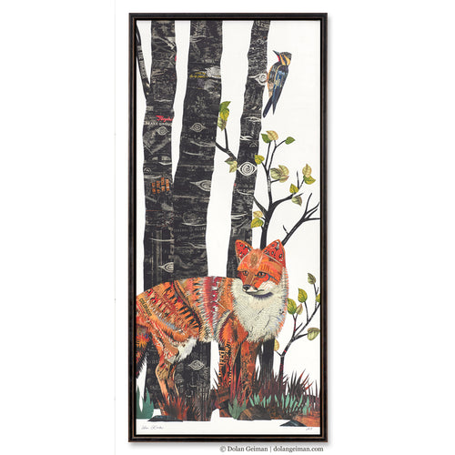 MIDNIGHT FOREST FOX canvas art print with float frame