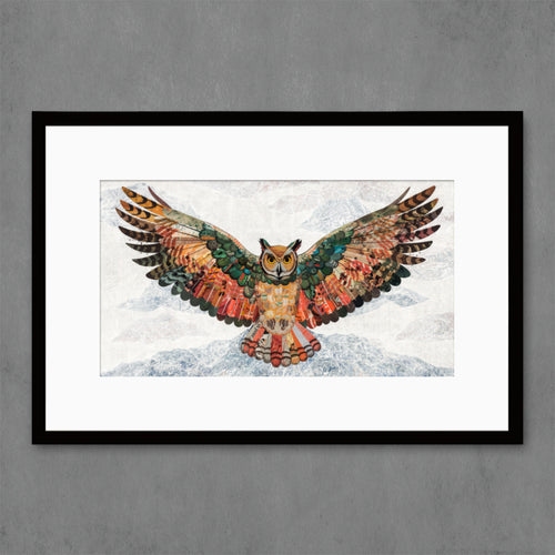 great horned owl wall art for cottage by Dolan Geiman 