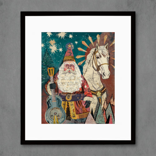 Whimsical Santa Claus with horse christmas decor by Dolan Geiman.
