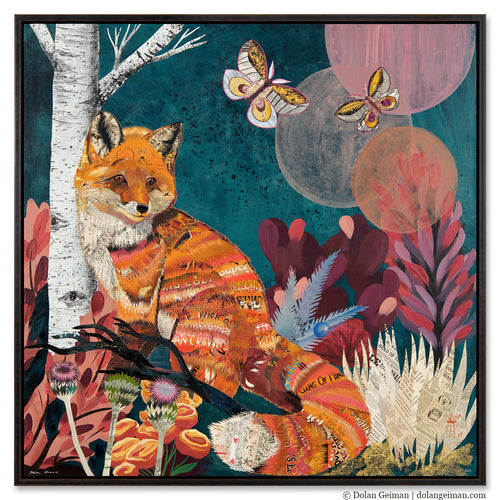 Red fox mountain modern art by Colorado artist Dolan Geiman.
