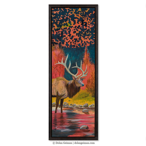Mountain modern Bull Elk painting. Art for mountain cabin. 