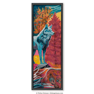 thumbnail for WOLF STANDS WATCHING canvas print with float frame
