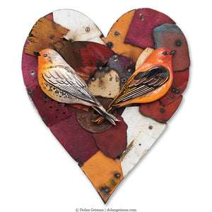 thumbnail for LOVEBIRDS original mixed media wall art