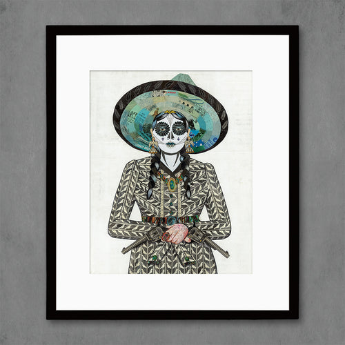 dia de los muertos art print | reproduction of Dolan Geiman's Adelita (Gray) collage