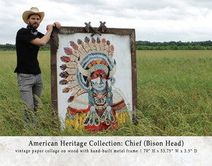 thumbnail for AMERICAN HERITAGE CHIEF (BISON) original paper collage
