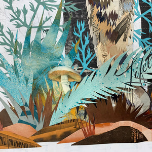 thumbnail for MIDNIGHT FOREST FOX AND BOBCAT DIPTYCH original paper collage