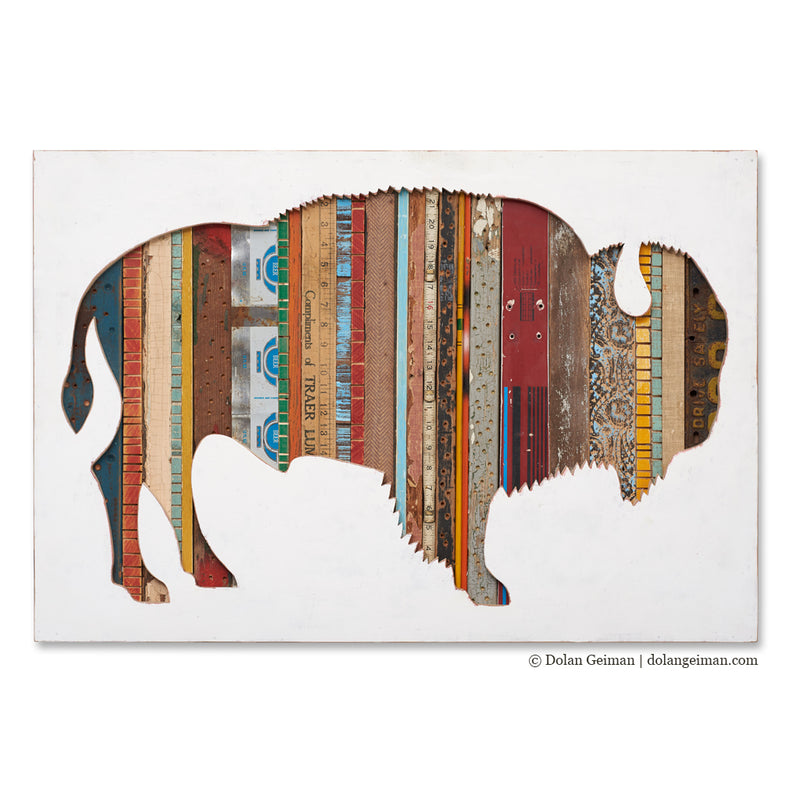 main image for AMERICAN BISON SILHOUETTE original mixed media wall art