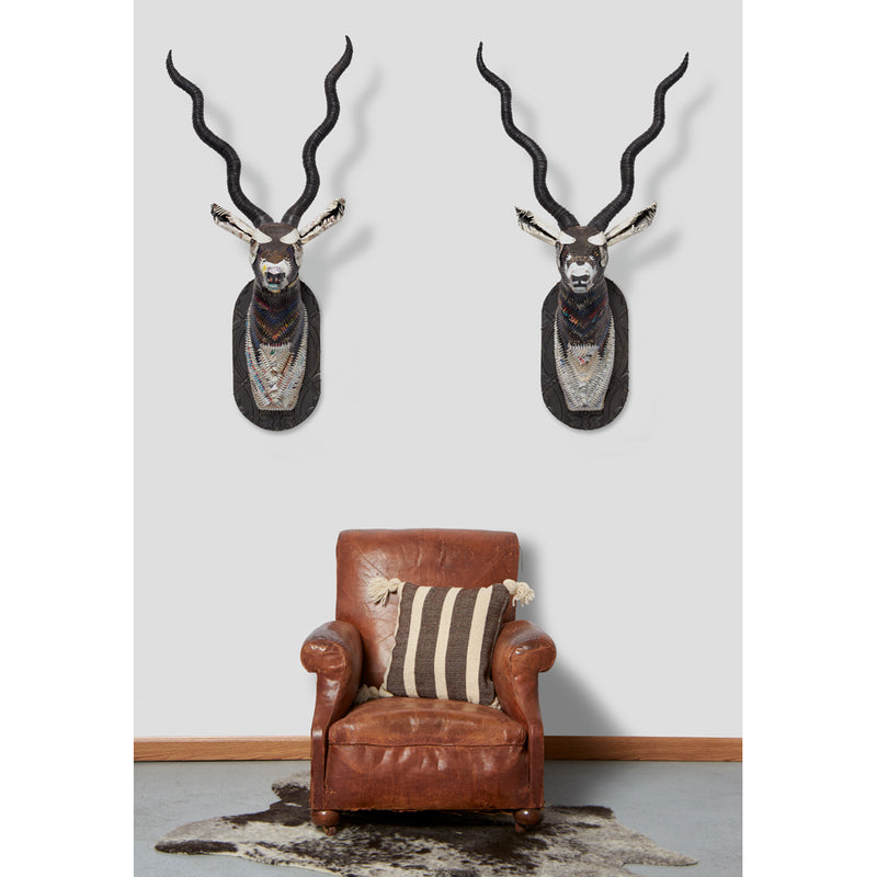 faux taxidermy black buck sculptures handmade in metal for the rustic ranch