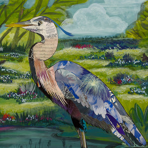 thumbnail for BLUE HERON OF BASTROP original paper collage