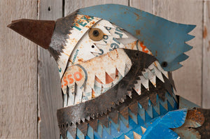 thumbnail for BLUE JAY IN NEST original metal wall sculpture