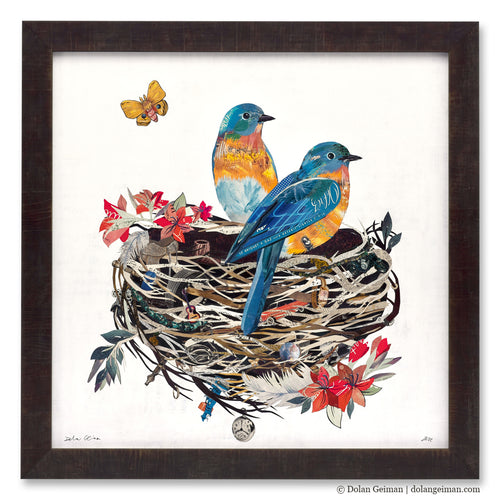 BLUEBIRD DAYS original paper collage