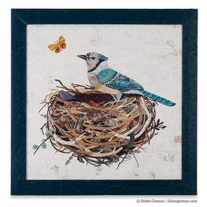 thumbnail for BLUE JAY IN NEST original paper collage