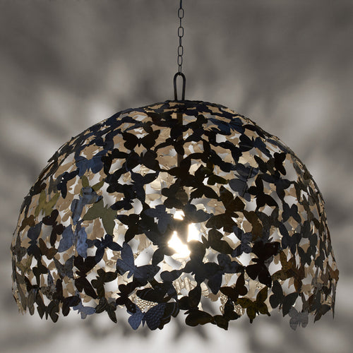 industrial chandelier with hand-cut metal butterflies by Dolan Geiman