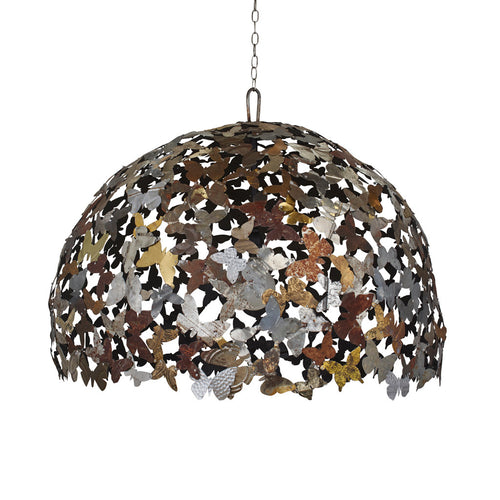 industrial chandelier with hand-cut metal butterflies by Dolan Geiman