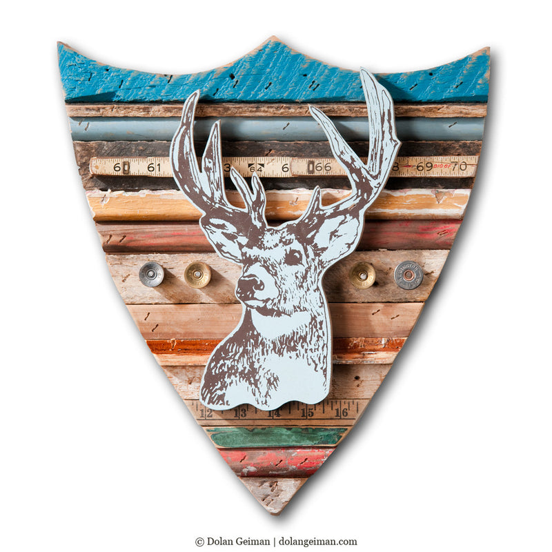 main image for RESCUED WOOD CONSTRUCTION (TROPHY DEER) original mixed media wall art