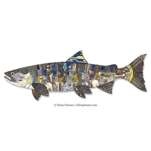 thumbnail for TROPHY FISH (SILVER SALMON) original metal wall sculpture