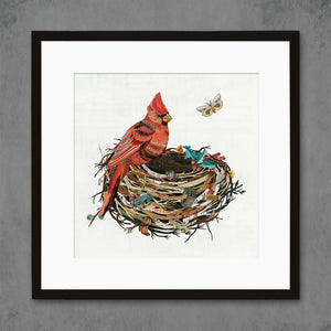 thumbnail for CARDINAL IN NEST limited edition paper print