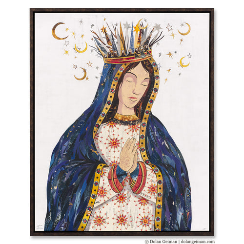 religious painting of Mary reproduced as fine art canvas