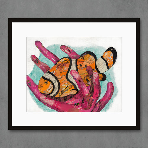 coastal home decor a fish print with clownfish in coral reef