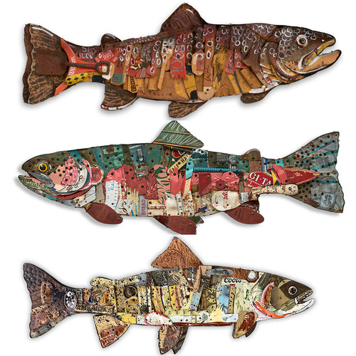 TROPHY FISH (BROWN TROUT) original mixed media wall sculpture